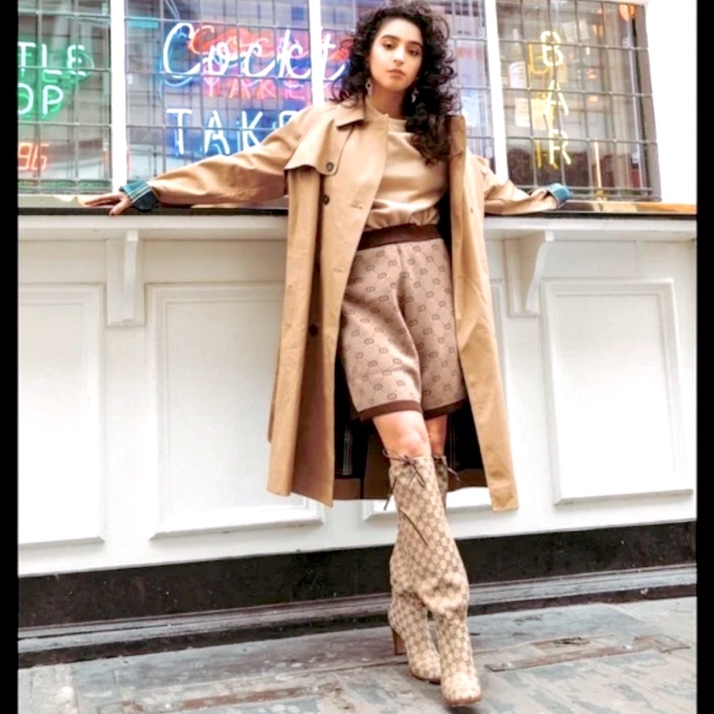 Gucci Lisa GG Canvas Mid-Heel Boots